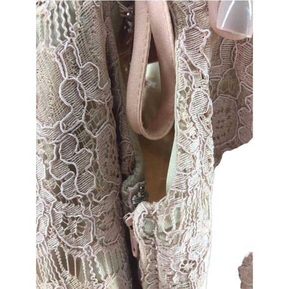 Trixxi Tan Lace Sleeveless V-Neck Mini Dress Women's Size Small - Picture 5 of 8